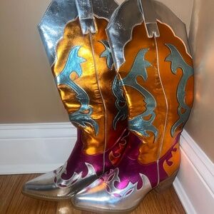 Multicolor Metallic Cowboy Boots